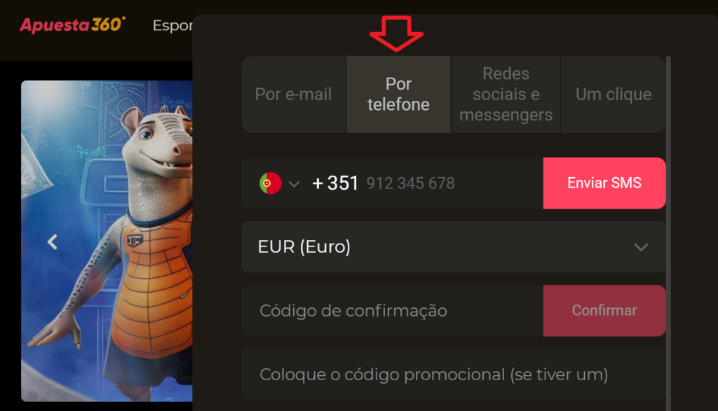 Registro en Apuesta360 por teléfono 